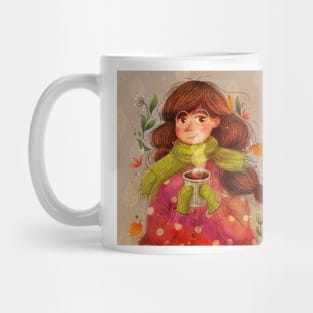 hot coffee girl in winter Mug